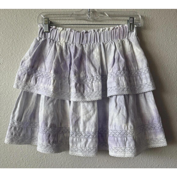 2 C&V Chelsea &‎ Violet Skirt Bundle S Tie-Dye Pink Purple Linen Lace Tiered - Picture 2 of 14